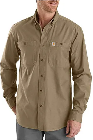 Carhartt Męska koszula robocza Rugged Flex Rigby z długimi rękawami, Ciemne kaki., L Duże rozmiary Wysoki