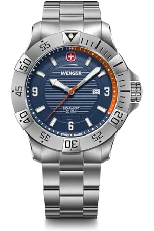 Wenger Seaforce Męski Analogowy Kwarcowy Zegarek Na Rękę, Średnica 43 mm, Wyprodukowany W Szwajcarii, Wodoodporny do 200 M, Bransoletka Ze Stali Nierdzewnej, 01.0641.141