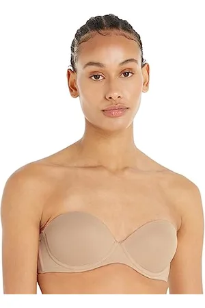 Calvin Klein Damski biustonosz bez ramiączek push-up z fiszbinami, Piaskowa wydma, 80B