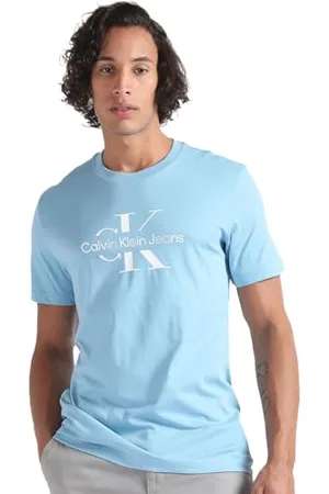 Calvin Klein Jean Męska koszulka MONOLOGO DISRUPTED Outline J30J325190, niebieska, XXL, , XXL