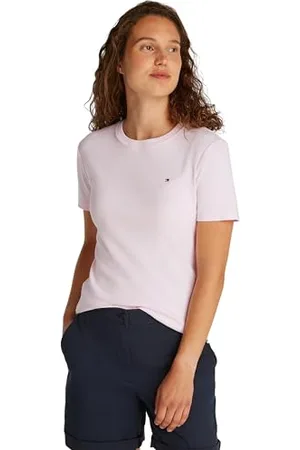 Tommy Hilfiger Damski SLIM CODY C-NK SS WW0WW40587, różowy, XS, , XS