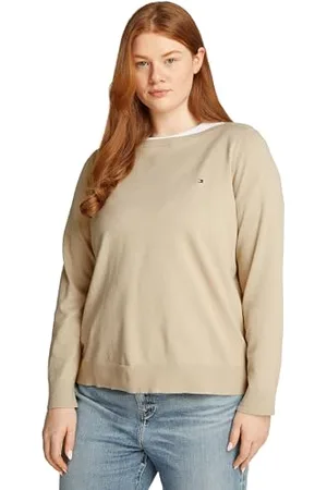 Tommy Hilfiger Damska koszulka CRV CO STITCH LS B-NK SWT WW0WW46078, khaki, 50, , 50