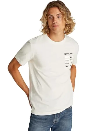 Calvin Klein CK JEANS Męska koszulka SERIF BOX GRAPHIC J30J327474, biała (Tofu), XL, , XL