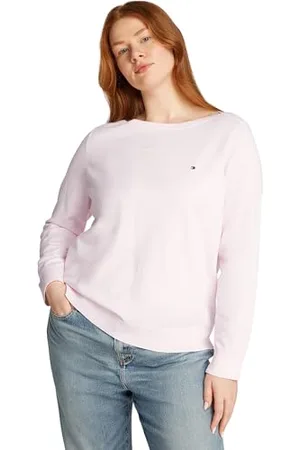 Tommy Hilfiger Damska koszulka CRV CO STITCH LS B-NK SWT WW0WW46078, różowa, 46, , 72