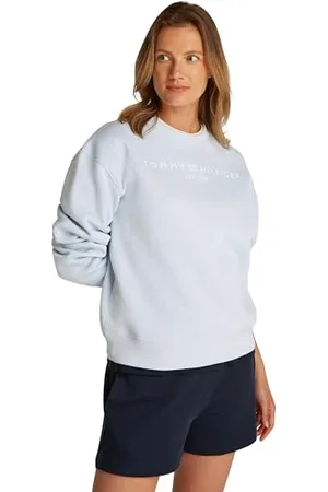 Tommy Hilfiger Damskie logo MDRN REG CORP C-NK SWTSHRT WW0WW39791, niebieskie, S, , S