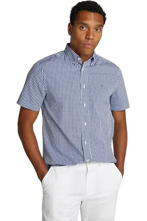 Tommy Hilfiger Męska koszula FLEX POPLIN CHECK SS RF MW0MW38590 S/S Shirt, niebieska, 3XL, Niebieski (Wedge Blue/Check), 3XL