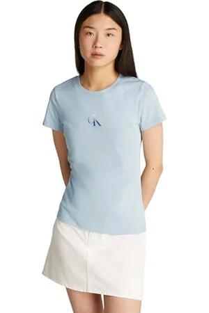 Calvin Klein CK JEANS Damska GRADIENT MONOLOGO SLIM TEE J20J225252, niebieska (Niagara Mist), XS, , XS