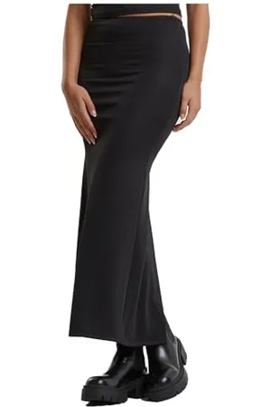 Urban classics Damska spódnica damska z brokatem, błyszcząca spódnica maxi dla kobiet, długa spódnica z rozcięciem, krój slim fit, , 5XL