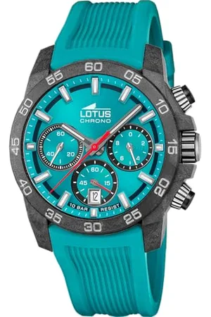 Lotus Zegarek męski 18974/4 Chrono Etui z włókna węglowego Czarny gumowy pasek Niebieski, pasek