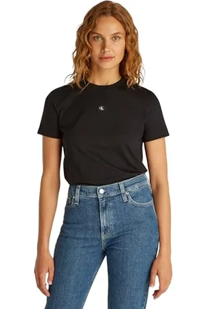 Calvin Klein CK JEANS Damska tkana etykieta regularna koszulka J20J225243, czarna (Ck Black), XXL, , XXL