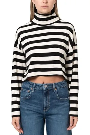 Mavi Koszulka damska HIGH Collar Jersey, Black Stripe, L, , L