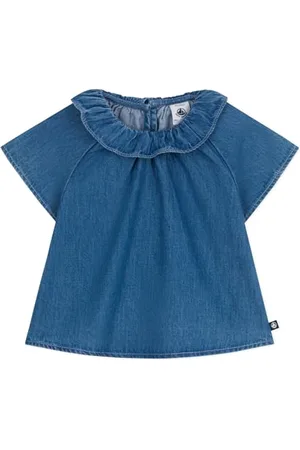 Petit Bateau Dziewczynka A0CP2 bluzka z krótkim rękawem, niebieska, 3 miesiące, , 3 Miesiące