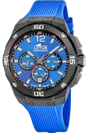 Lotus Zegarek męski 18975/1 Chrono Etui z włókna węglowego Czarny gumowy pasek , , pasek
