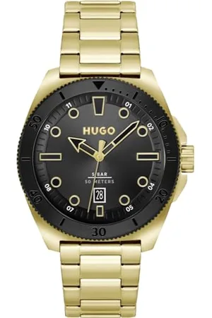HUGO BOSS Analogowy zegarek kwarcowy dla mężczyzn z bransoletką ze stali nierdzewnej w kolorze złotym - 1530304