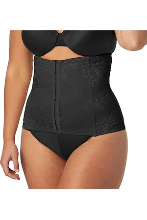 Maidenform Damska bielizna modelująca talię, wyszczuplająca brzuch z koronką, ultra mocny gorset kontrolny, Czarny, M