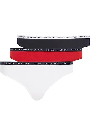 Tommy Hilfiger Majtki damskie stringi, Wielokolorowy (biały/pustynne niebo/podstawowa czerwień), XL
