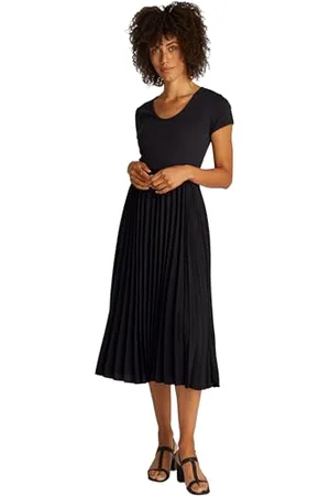 Tommy Hilfiger Damska sukienka Contrast Soft V-NK Plisa WW0WW44618, czarna, S, , S
