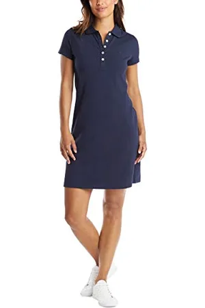 Nautica Damska prosta klasyczna sukienka polo z krótkim rękawem ze stretchu na co dzień, Navy Seas, XS