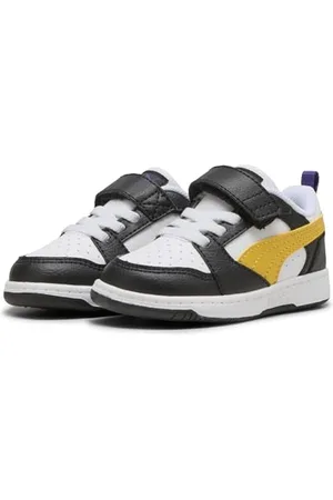 PUMA Rebound V6 LO AC+ INF, Czarny Żółty Sizzle Biały, 21 EU