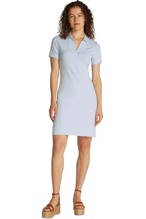 Tommy Hilfiger Damska SLIM OPEN NK POLO SUKIENKA SS WW0WW42567, Niebieska, L, , L