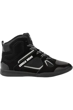 Gorilla Wear Buty kulturystyki Troy High Tops – czarne/czerwone – do uprawiania sportu, na co dzień, do treningu, sznurowadła z logo, wygodne, bardzo mocne trzymanie dla mężczyzn, , 38 EU