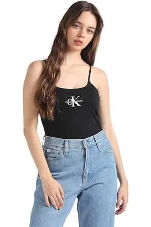 Calvin Klein Jeans Damskie topy z dzianiny z krótkim rękawem, , XS