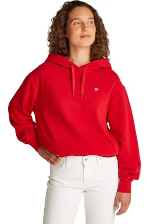 Tommy Hilfiger Damska bluza z kapturem REG CONTRAST FLAG WW0WW45979, czerwona, XL, , XL