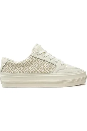 Tommy Hilfiger Damskie buty sportowe Vulc Leather Monogram FW0FW08331, żółte, 6,5 UK, , 40 EU