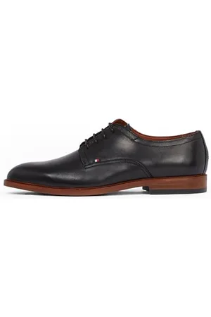 Tommy Hilfiger Męskie skórzane buty Hilfiger THUNIT FM0FM05472 sukienka, czarne, 48 EU, , 46 EU