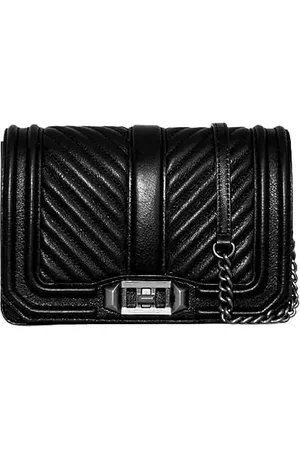 Rebecca Minkoff Chevron damska torba na ramię, pikowana, mała Love Crossbody, czarna, czarny