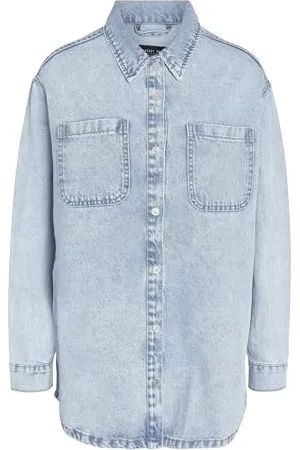 Noisy May Damska kurtka dżinsowa Oversize Denim kurtka przejściowa Dropped Shoulder Shacket Bleached Design, , M