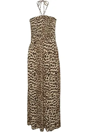 Kaffe Damska sukienka maxi bez ramiączek top Tie Neck A-Line Skirt drukowany, , 42
