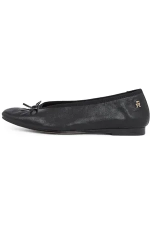 Tommy Hilfiger Damskie baleriny z miękkiej skóry FW0FW08355 buty rekreacyjne, czarne, 3,5 UK, , 36 EU