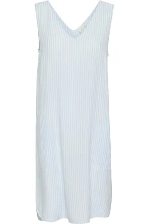 Kaffe Damska sukienka bez rękawów z dekoltem w serek kieszenie o długości prostej sylwetki, Windsurfer/Chalk Stripe, 36