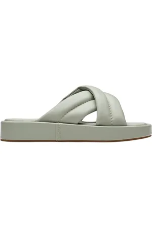 Clarks Premium Damskie sandały Alda Glide Slide, jasnozielone Lea, 8 UK, , 41 EU