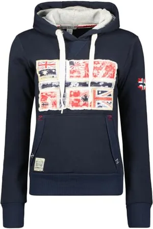 Geographical Norway Gpepe2 Damska bluza z kapturem z kieszeniami kangur - Ciepła bluza z długim rękawem - Damska kurtka z kapturem Wiosna Lato Jesień Zima (granatowa XL), , XL