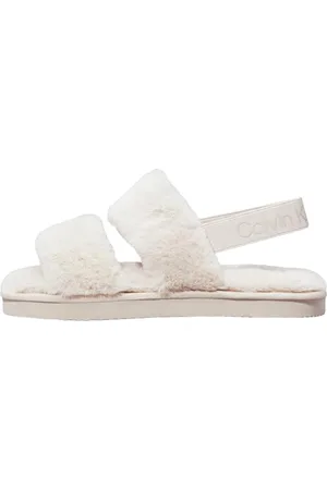 Calvin Klein Jeans Damskie domowe buty na rzepy z futra YW0YW01595, beżowe (potrójne skorupki jajka), 38 EU, , 38 EU