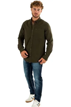 Kaporal 5 Koszula męska, regularny krój, długi rękaw, kołnierz koszula, model komek, ciemny kolor khaki, rozmiar 3XL, , 3XL