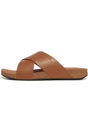 FitFlop IQUSHION Męskie skórzane sandały krzyżowe, jasnobrązowe, 45 EU, , 45 EU