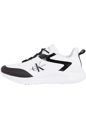 Calvin Klein CK JEANS Męskie trampki EVA Runner Low LACE ML Mix YM0YM00968, białe (jasny biały/czarny), 44 EU, , 41.5 EU