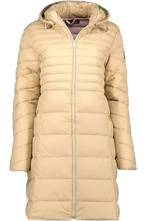 Geographical Norway Bealize Lady Damska kurtka wiatrówka outdoorowa, damska kurtka z długim rękawem - Płaszcz przeciwdeszczowy na wędrówki, wiosna, lato, jesień, zima (beżowa S), , S