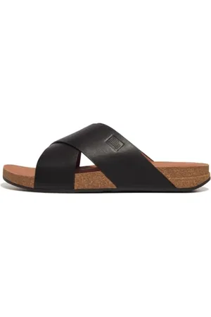 FitFlop IQUSHION Męskie skórzane sandały krzyżowe, czarne, 9 UK, , 43 EU