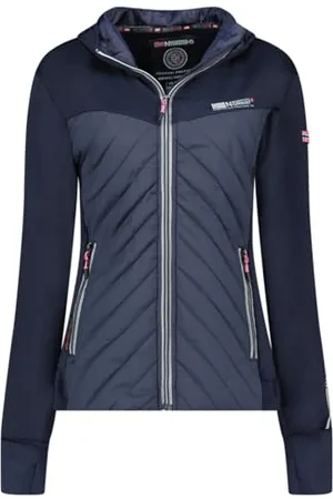 Geographical Norway Trójkątna damska kurtka softshellowa z kapturem, wodoodporna kurtka outdoorowa, do aktywności na świeżym powietrzu, wędrówki na narty, jesień, zima, wiosna (granatowa, różowa, XL)