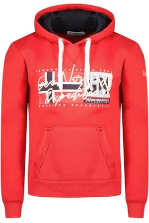 Geographical Norway Gozep Męska bluza z kapturem z kieszenią kangurka - Bluza z logo bluza z kapturem ciepły długi rękaw - męska wiosna lato jesień zima (czerwony 3XL), , 3XL