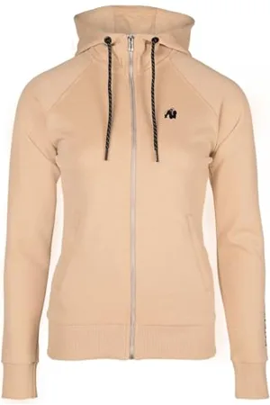 Gorilla Wear Marion Zipped Hoodie – czarna – kulturystyka, sport, na co dzień, na czas wolny, z nadrukiem logo, lekka i wygodna dla optymalnego ruchu, wykonana z poliestru i bawełny, , XS Große Größen Kurz