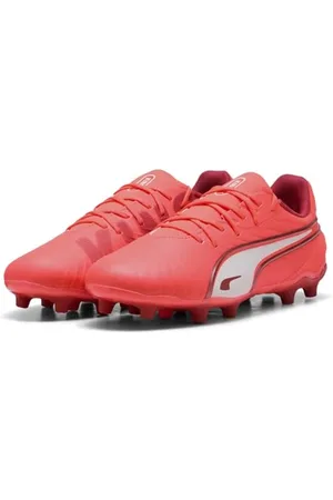 PUMA King Match FG/AG JR buty piłkarskie, świecące czerwone biało-czerwone ogień, 40 EU, Świecący czerwony biały czerwony ogień, 31 EU