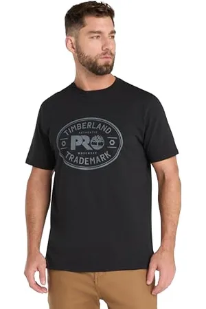 Timberland Męska koszulka robocza z krótkim rękawem, logo marki, czarna, L, , L