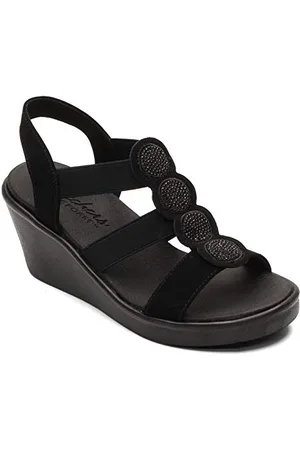 Skechers Damskie sandały Rumble on-Camp Glam Wedge Czarne/Czarne, 39 EU, , 39 EU