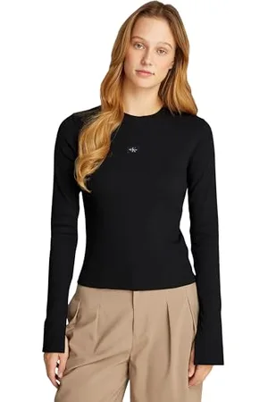 Calvin Klein Jeans LS Top J20j224760 tkana etykieta Rib Inne, , S damski, , S
