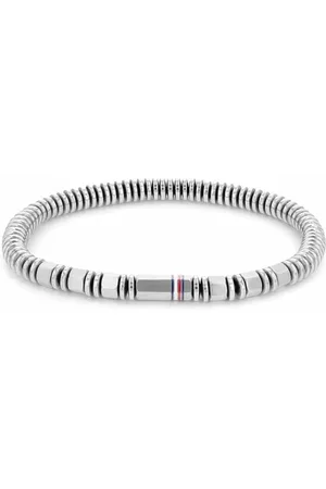 Tommy Hilfiger Bransoletka z koralików ze stali nierdzewnej, 18,5 cm, szara, dla mężczyzn, Jeden rozmiar, Kamień szlachetny, Bez kamieni szlachetnych